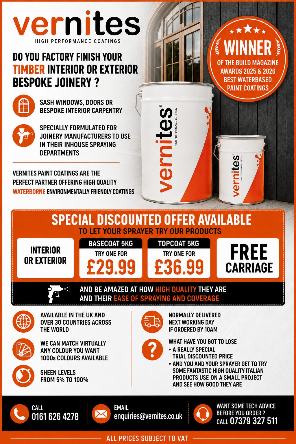 The Vernites sample tin offer creative with prices and free carriage